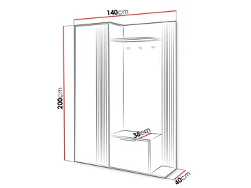 Cinerea Hallmöbel 140 cm - brun, svart - Möbler - Hallmöbler - Möbelset för hall & entre