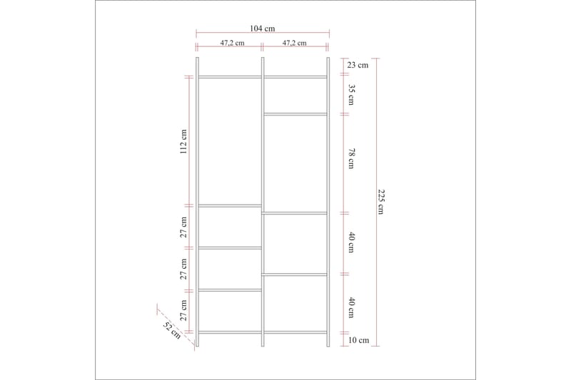 Collinner Garderob 52x104 11 Hyllor - Natur - Garderob & garderobssystem - Klädskåp & fristående garderob