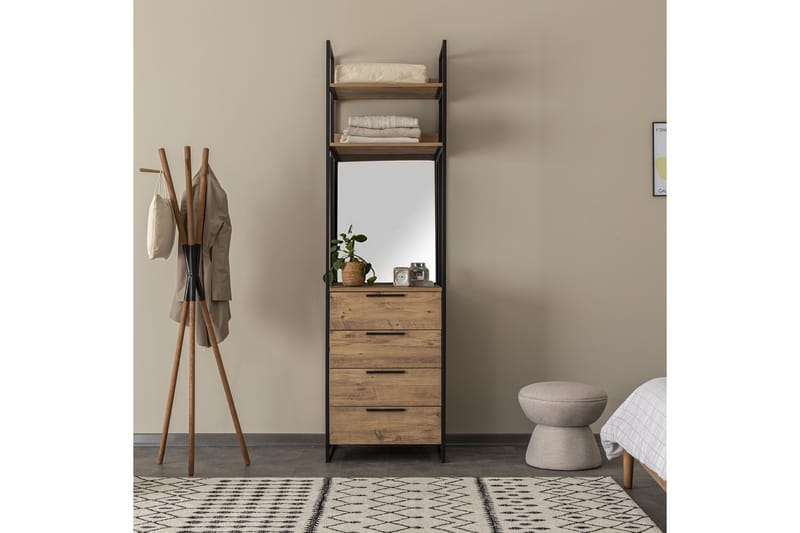 Collinner Garderob 52x64 med Spegel 4 Skåp - Natur - Förvaring - Klädförvaring - Garderob & garderobssystem