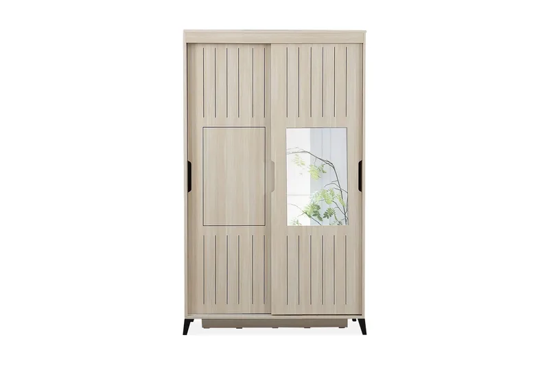 Comfortale Garderob 120 cm i Trä med Glasdörr, Beige