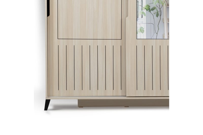 Comfortale Garderob 120 cm i Trä med Glasdörr - Beige - Förvaring - Klädförvaring - Garderob & garderobssystem