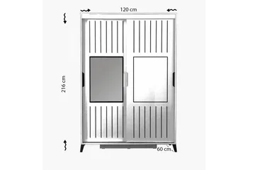 Comfortale Garderob 120 cm i Trä med Glasdörr - Beige - Förvaring - Klädförvaring - Garderob & garderobssystem