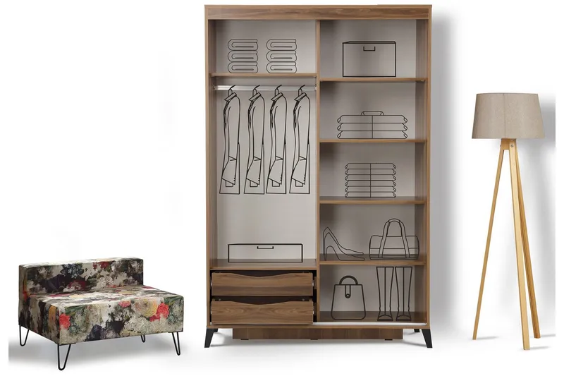 Comfortale Garderob 120 - Valnöt - Förvaring - Klädförvaring - Garderob & garderobssystem