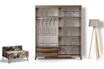 Comfortale Garderob 190 - Valnöt - Förvaring - Klädförvaring - Garderob & garderobssystem