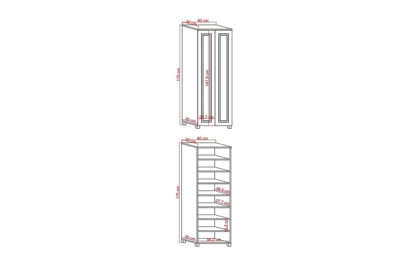 Comfortale Garderob 60x175 cm - Svart/Mörkfärgat trä - Förvaring - Klädförvaring - Garderob & garderobssystem