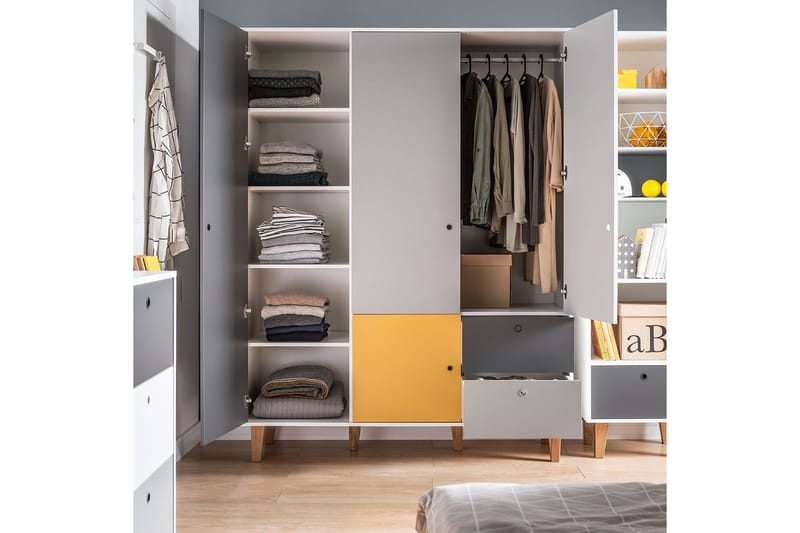 Concept Garderob Vit/Mörkgrå/Röd - VOX - Förvaring - Klädförvaring - Garderob & garderobssystem - Klädskåp & fristående garderob
