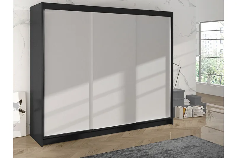 Cyria Garderob 200x215 cm - Vit/Svart - Förvaring - Klädförvaring - Garderob & garderobssystem