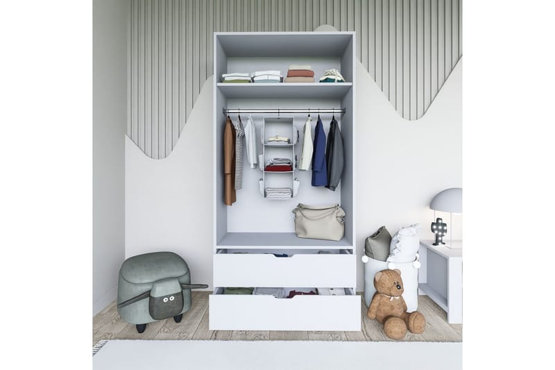 Dasina Garderobsskåp 90x183 cm - Vit - Förvaring - Klädförvaring - Garderob & garderobssystem - Klädskåp & fristående garderob