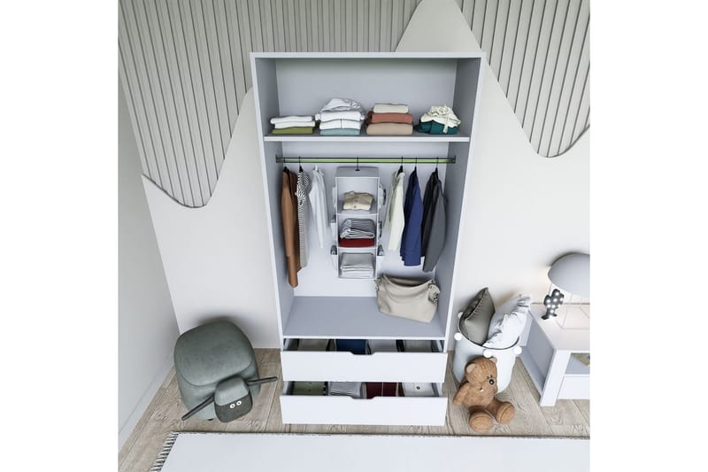 Dasina Garderobsskåp 90x183 cm - Vit - Förvaring - Klädförvaring - Garderob & garderobssystem - Klädskåp & fristående garderob