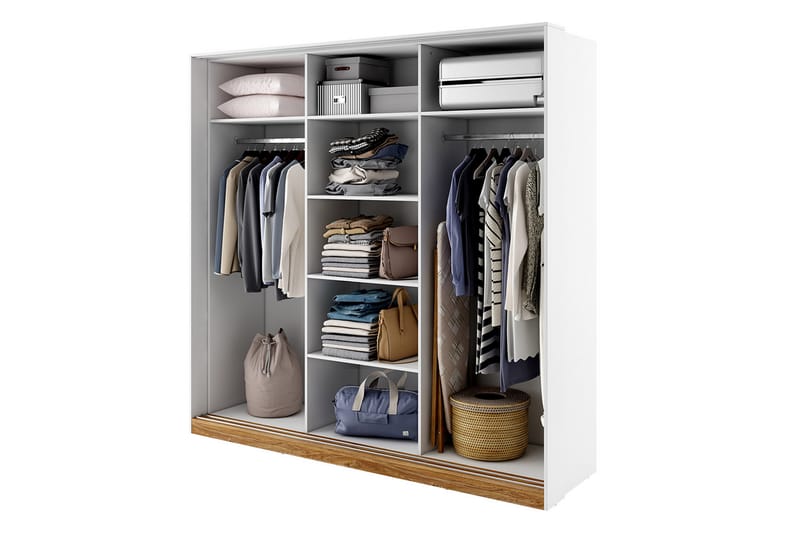 Dentro Garderob 220x63x215 cm - Vit - Förvaring - Klädförvaring - Garderob & garderobssystem