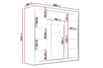 Dianna Garderob med Spegel 200x215 cm - Svart - Förvaring - Klädförvaring - Garderob & garderobssystem