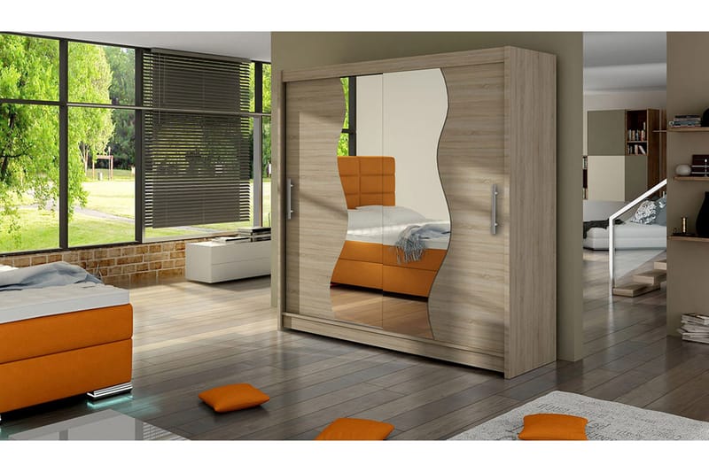 Douglas Garderob 180 cm - Ek/Spegel - Förvaring - Klädförvaring - Garderob & garderobssystem