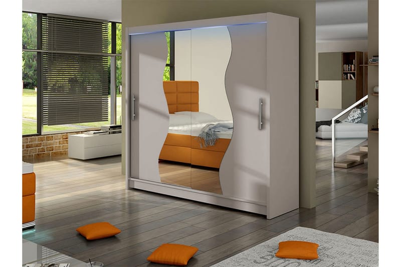 Dravon Garderob m. Spegel 180x215 cm - Beige - Förvaring - Klädförvaring - Garderob & garderobssystem