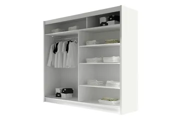 Dravon Garderob m. Spegel 180x215 cm - Beige - Förvaring - Klädförvaring - Garderob & garderobssystem