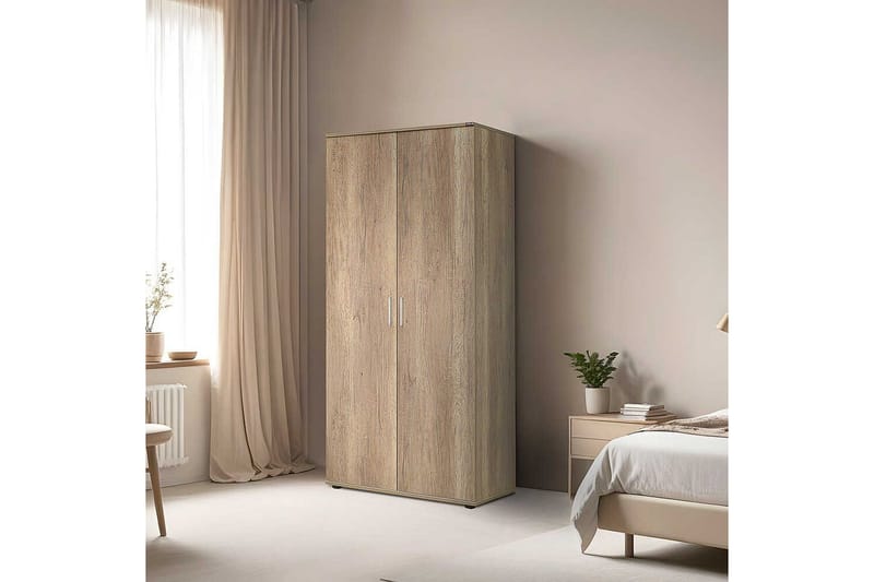 Drelmar Garderob 80x187 cm - Ljusbrun - Förvaring - Klädförvaring - Garderob & garderobssystem