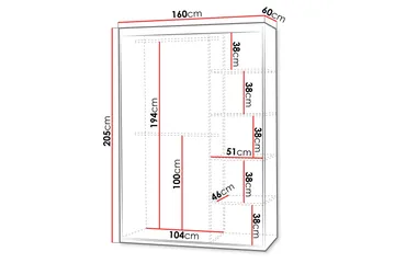 Duets Garderob m. Spegel 160x205 cm - Vit - Förvaring - Klädförvaring - Garderob & garderobssystem