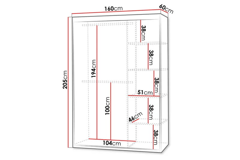 Duets Garderob med Spegel 160x205 cm - Beige - Förvaring - Klädförvaring - Garderob & garderobssystem