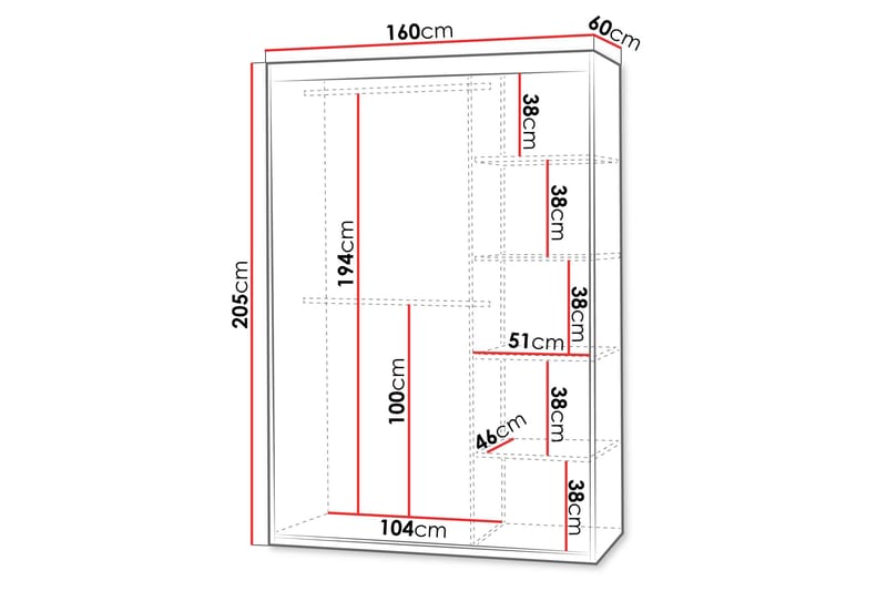 Duets Garderob med Spegel 160x205 cm - Beige - Förvaring - Klädförvaring - Garderob & garderobssystem