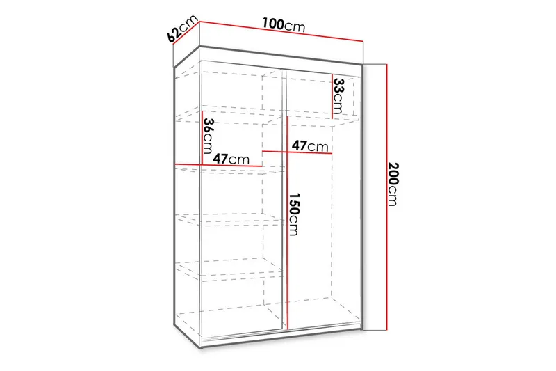 Dunkra Garderob LED-belysning Blå 100 cm - Vit - Förvaring - Klädförvaring - Garderob & garderobssystem - Klädskåp & fristående garderob