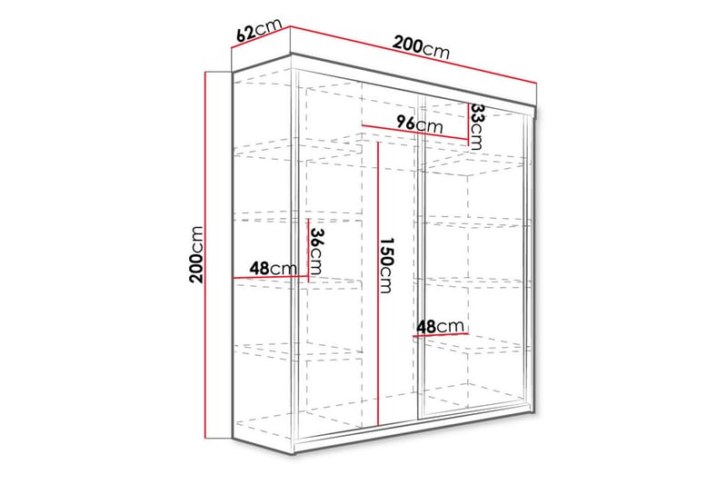 Dunkra Garderob LED-belysning Blå 200 cm - Mörk Ask - Förvaring - Klädförvaring - Garderob & garderobssystem