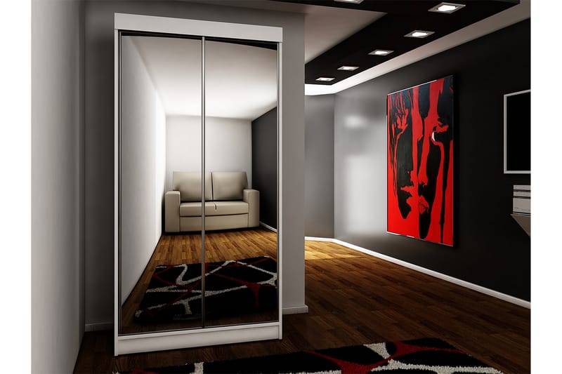 Dunkra Garderob m. Spegel 100x200 cm - Vit/Grå - Förvaring - Klädförvaring - Garderob & garderobssystem