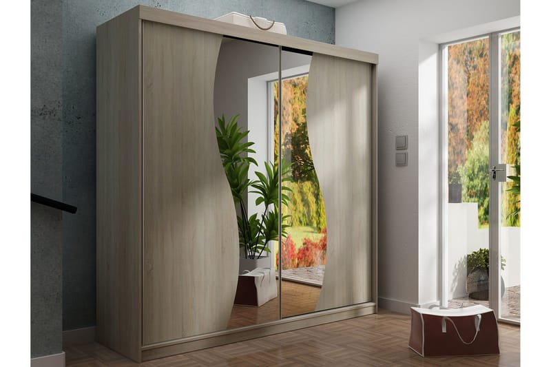 Dunkra Garderob m. Spegel 200x200 cm - Brun - Förvaring - Klädförvaring - Garderob & garderobssystem