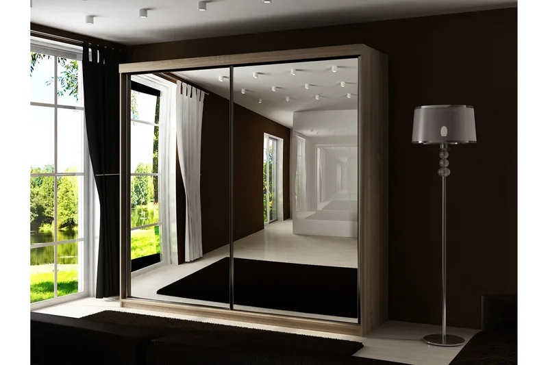 Dunkra Garderob m. Spegel 200x200 cm - Brun - Förvaring - Klädförvaring - Garderob & garderobssystem