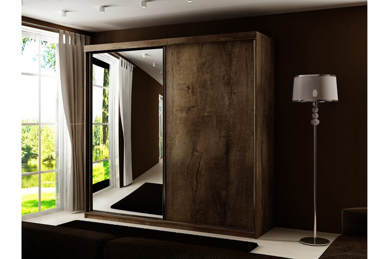 Dunkra Garderob m. Spegel 200x200 cm - Brun - Förvaring - Klädförvaring - Garderob & garderobssystem