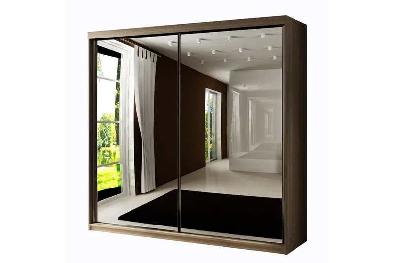 Dunkra Garderob m. Spegel 200x200 cm - Brun - Förvaring - Klädförvaring - Garderob & garderobssystem