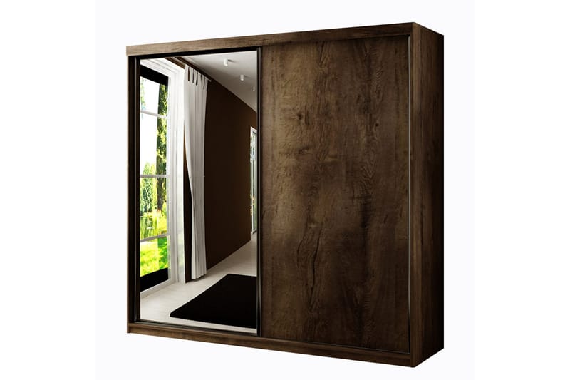 Dunkra Garderob m. Spegel 200x200 cm - Brun - Förvaring - Klädförvaring - Garderob & garderobssystem