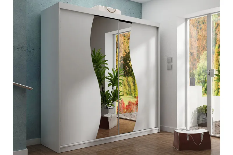 Dunkra Garderob m. Spegel 200x200 cm - Vit - Förvaring - Klädförvaring - Garderob & garderobssystem