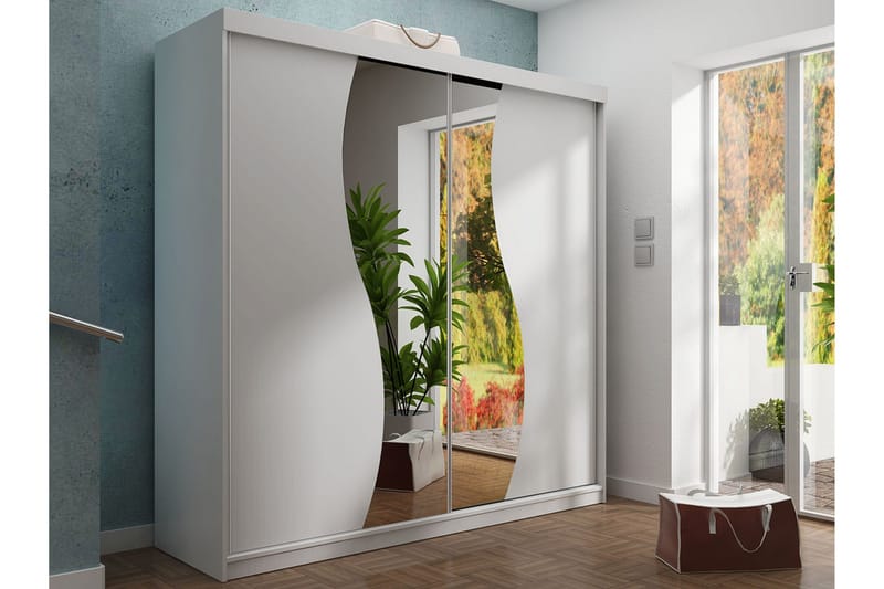 Dunkra Garderob m. Spegel 200x200 cm - Vit - Förvaring - Klädförvaring - Garderob & garderobssystem