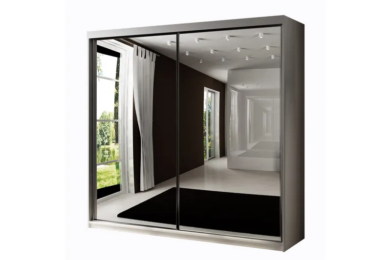 Dunkra Garderob m. Spegel 200x200 cm, Vit