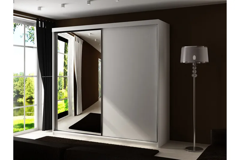 Dunkra Garderob m. Spegel 200x200 cm - Vit - Förvaring - Klädförvaring - Garderob & garderobssystem