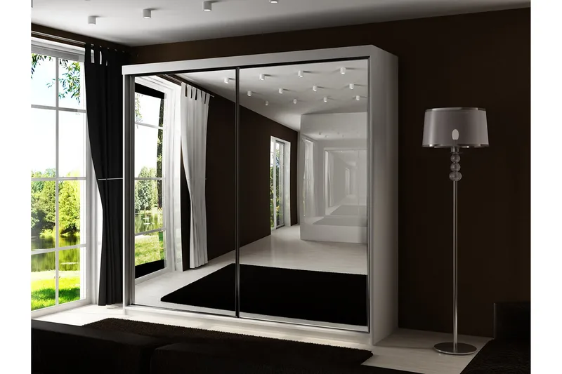 Dunkra Garderob m. Spegel 200x200 cm - Vit - Förvaring - Klädförvaring - Garderob & garderobssystem