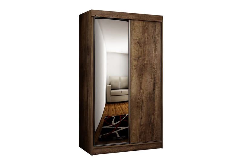 Dunkra Garderob med Spegel LED-belysning Blå 100 cm - Mörk Ask - Garderob & garderobssystem - Klädskåp & fristående garderob