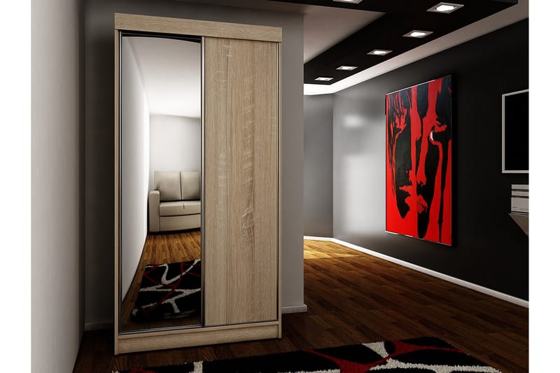 Dunkra Garderob med Spegel LED-belysning Blå 100 cm - Sonomaek - Förvaring - Klädförvaring - Garderob & garderobssystem - Klädskåp & fristående garderob