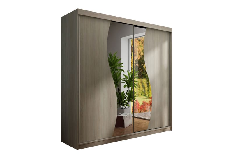 Dunkra Garderob med Spegel LED-belysning Blå 200 cm Båge - Sonomaek - Garderob & garderobssystem - Klädskåp & fristående garderob