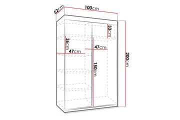 Dunkra Garderob med Speglar LED-belysning Blå 100 cm - Mörk Ask - Förvaring - Klädförvaring - Garderob & garderobssystem