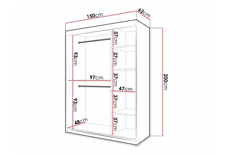 Dunvegan Garderob 150 cm i Målat Trä - Vit - Förvaring - Klädförvaring - Garderob & garderobssystem