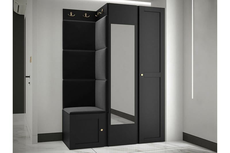 Dunvegan Garderob m. Spegel Black - Förvaring - Klädförvaring - Garderob & garderobssystem