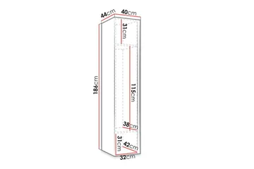 Dunvegan Garderob med Spegel 40 cm i Målat Trä - Svart - Förvaring - Klädförvaring - Garderob & garderobssystem