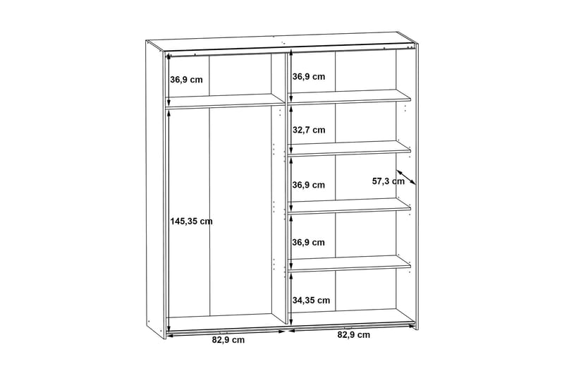 Edessa Garderob 62x171 cm - Grå - Förvaring - Klädförvaring - Garderob & garderobssystem