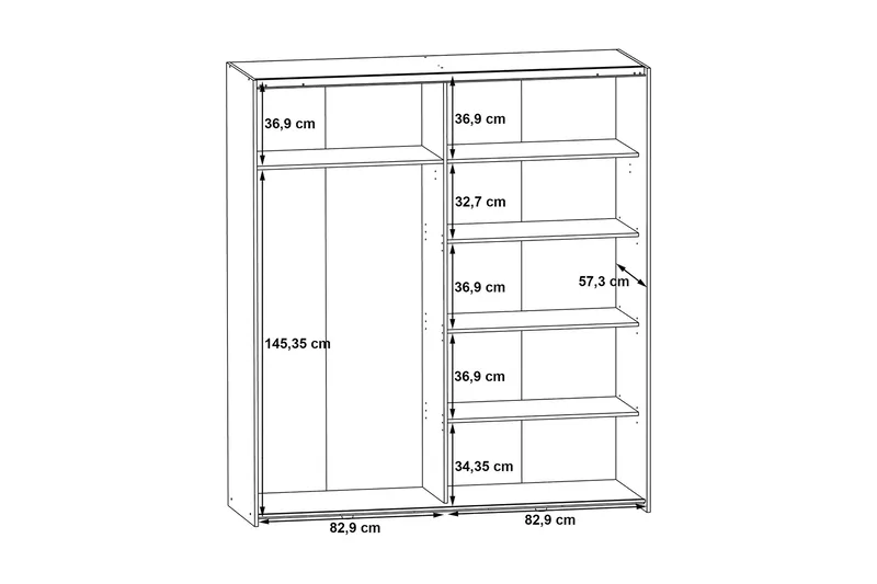 Edessa Garderob 62x171 cm - Grå - Förvaring - Klädförvaring - Garderob & garderobssystem