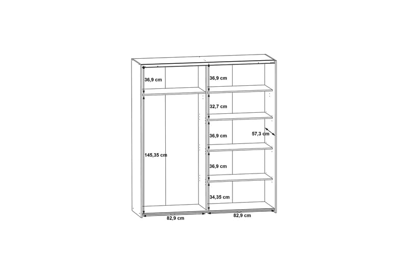 Edessa Garderob 62x171 cm - Mörkgrå - Förvaring - Klädförvaring - Garderob & garderobssystem