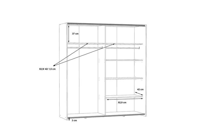 Edessa Garderob 62x171 cm - Vit - Förvaring - Klädförvaring - Garderob & garderobssystem