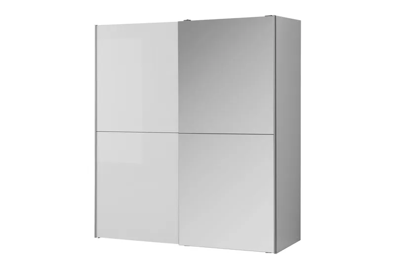 Edessa Rektangulär Garderob med Skjutdörrar 170 cm i Trä med Metallram - Vit - Förvaring - Klädförvaring - Garderob & garderobssystem
