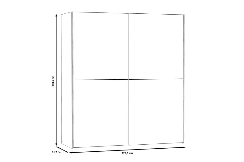 Edessa Rektangulär Garderob med Skjutdörrar 62x171 cm i Trä - Vit - Förvaring - Klädförvaring - Garderob & garderobssystem