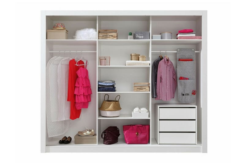 Edinbane Garderob m. Spegel - Vit - Garderob & garderobssystem - Klädskåp & fristående garderob