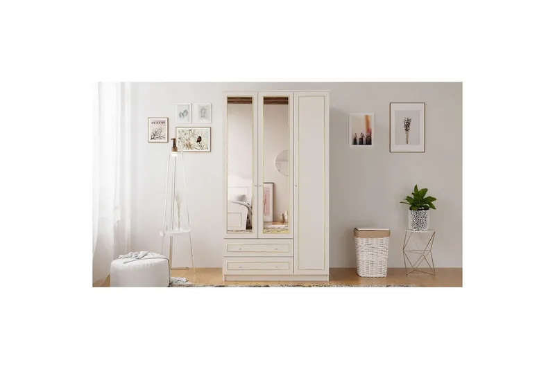 Edrinor Garderobsskåp 105x180 cm - Matt Vit - Förvaring - Klädförvaring - Garderob & garderobssystem - Klädskåp & fristående garderob